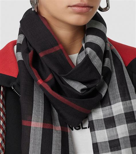 lightweight check wool scarf